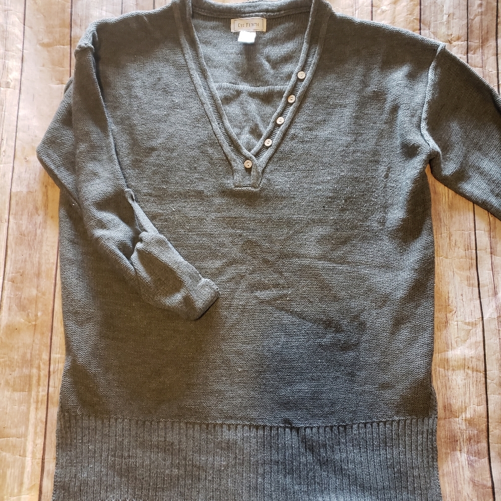 Ladies Large gray vneck sweater